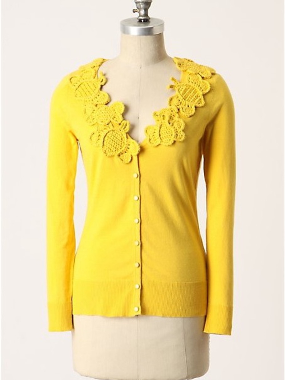 BNWT Moth for Anthropologie Abuzz Bumble Bee Yellow Crochet Cardigan size medium